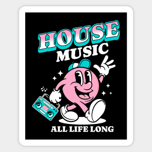 HOUSE MUSIC  - Retro Mascot All Life Long (white/pink) Magnet